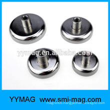 Wholesale Neodymium pot magnet holder Round Base with PEM Nut